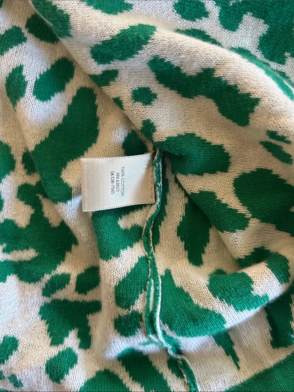 Christopher & Banks Green and Cream Animal-Print V-Neck Cardigan 100 cotton - Picture 3 of 5